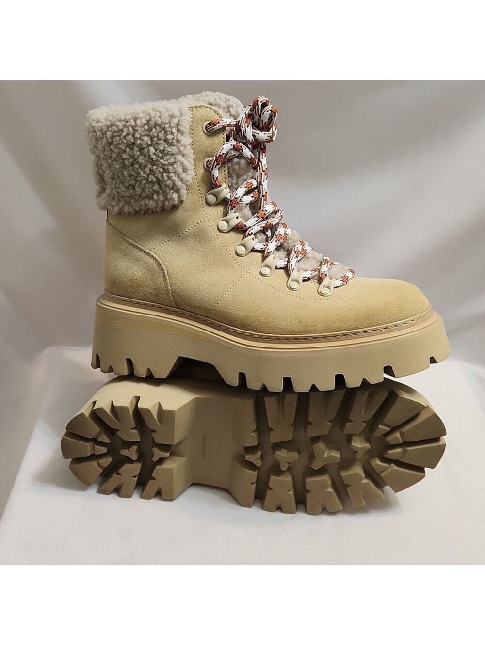 Woolrich Suede Sheepskin Calf Leather Chunky Lug Sole Hiking Boots (W Size 7) - Picture 5 of 12